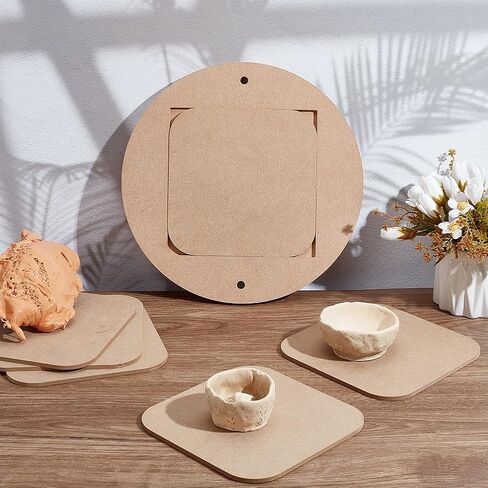 PH PandaHall Pottery Bats System Kit, Inner Bat for Pottery Wheel 12" Round Portable Clay Wedging Board with 6pcs Square Pads Clay Throwing Bats for Artists Studio & Home Pottery Projects in Saudi Arabia