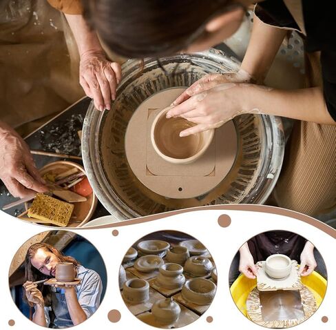 PH PandaHall Pottery Bats System Kit, Inner Bat for Pottery Wheel 12" Round Portable Clay Wedging Board with 6pcs Square Pads Clay Throwing Bats for Artists Studio & Home Pottery Projects in Saudi Arabia