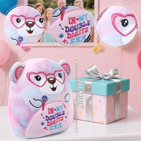 10th Happy Birthday Stuffed Animal Gifts, 8 Inches Double Digits Birthday Bear Plushies Gift, in My Double Digits Era Plush Party Favors in Saudi Arabia