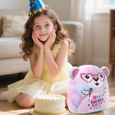 10th Happy Birthday Stuffed Animal Gifts, 8 Inches Double Digits Birthday Bear Plushies Gift, in My Double Digits Era Plush Party Favors in Saudi Arabia