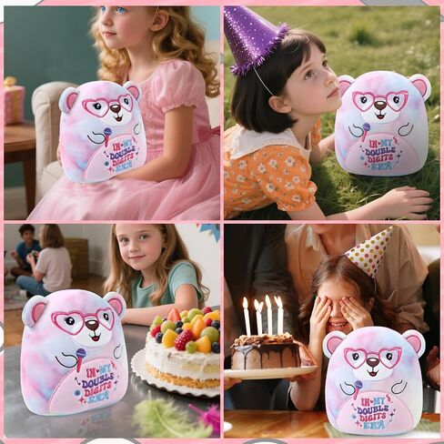 10th Happy Birthday Stuffed Animal Gifts, 8 Inches Double Digits Birthday Bear Plushies Gift, in My Double Digits Era Plush Party Favors in Saudi Arabia
