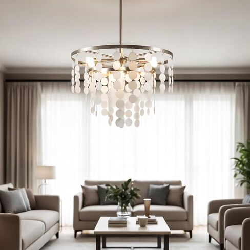 SHENLIU قذائف كابيز مستديرة، 300 قطعة من قذائف كابيز و200 قطعة من سلاسل إكليل الصدف السائبة، 2 بوصة قلادات فارغة مع فتحتين لدقات الرياح ديكور منزلي لحفلات أعياد الميلاد وحفلات DIY للتعليق in Kuwait