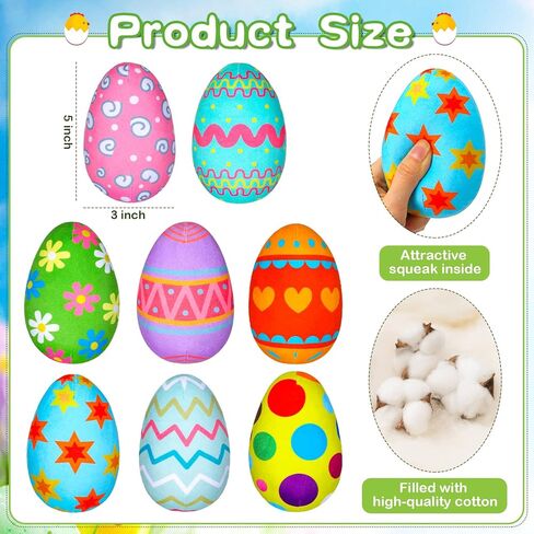 Threan 8-Piece Easter Egg for Dog with Interactive Squeakers Plush Easter Egg, Fun Gifts for Medium & Small Dogs & Puppies, Durable Stuffed in Saudi Arabia