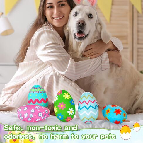 Threan 8-Piece Easter Egg for Dog with Interactive Squeakers Plush Easter Egg, Fun Gifts for Medium & Small Dogs & Puppies, Durable Stuffed in Saudi Arabia