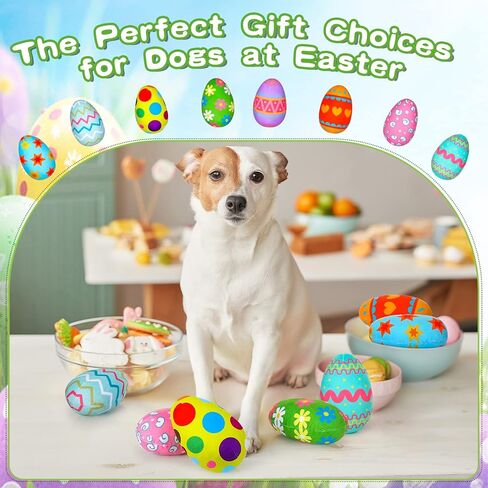 Threan 8-Piece Easter Egg for Dog with Interactive Squeakers Plush Easter Egg, Fun Gifts for Medium & Small Dogs & Puppies, Durable Stuffed in Saudi Arabia