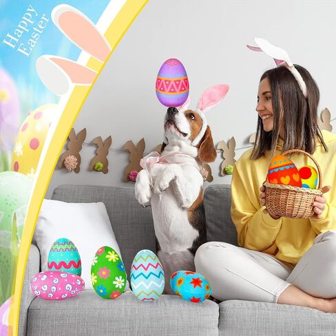 Threan 8-Piece Easter Egg for Dog with Interactive Squeakers Plush Easter Egg, Fun Gifts for Medium & Small Dogs & Puppies, Durable Stuffed in Saudi Arabia