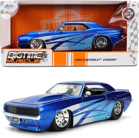 Jada Toys Bigtime Muscle 1:24 1969 Chevy Camaro Die-cast Car – Opening Doors, Hood, Trunk, Rubber Tires(Candy Blue) in Saudi Arabia