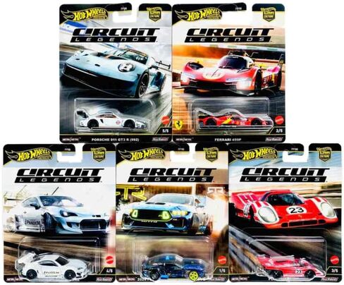 مجموعة السباق المصبوبة من Hot Wheels Circuit Legends - أيقونات بورش وفيراري وفورد وسوبارو، مقياس 1:64، للأعمار من 3 سنوات فما فوق (عبوة من 5) FPY86-961K in Kuwait