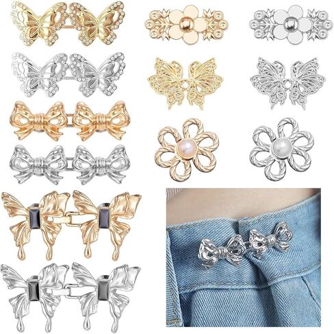 12 Styles Pant Waist Tightener, Adjustable Metal Waist Buckle Reusable Cincher Clips to Tighten for Loose Jeans,Clothing Dresses Skirts,No Sewing Accessories in Saudi Arabia
