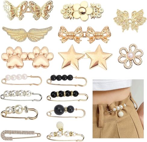 12 Styles Pant Waist Tightener, Adjustable Metal Waist Buckle Reusable Cincher Clips to Tighten for Loose Jeans,Clothing Dresses Skirts,No Sewing Accessories in Saudi Arabia