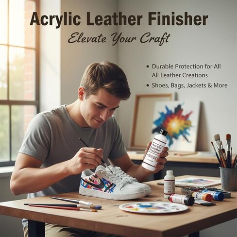 Matte Acrylic Leather Finisher – Anti-Wear & Anti-Oxidation Clear Flexible Coat for Leather Shoes Protection, Matte Finish for Bags, Jackets & Leather Craft Restoration, 4.23 oz in Kuwait