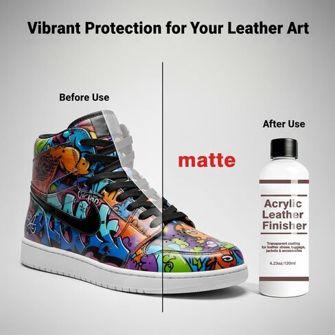 Matte Acrylic Leather Finisher – Anti-Wear & Anti-Oxidation Clear Flexible Coat for Leather Shoes Protection, Matte Finish for Bags, Jackets & Leather Craft Restoration, 4.23 oz in Kuwait