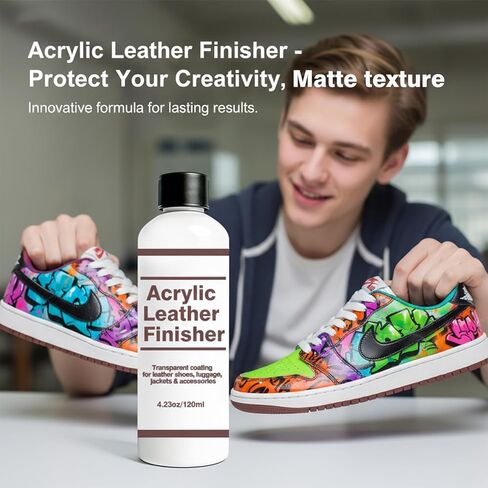 Matte Acrylic Leather Finisher – Anti-Wear & Anti-Oxidation Clear Flexible Coat for Leather Shoes Protection, Matte Finish for Bags, Jackets & Leather Craft Restoration, 4.23 oz in Kuwait