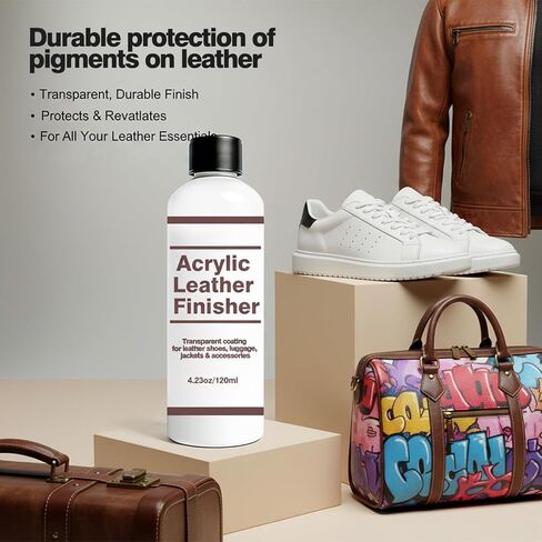 Matte Acrylic Leather Finisher – Anti-Wear & Anti-Oxidation Clear Flexible Coat for Leather Shoes Protection, Matte Finish for Bags, Jackets & Leather Craft Restoration, 4.23 oz in Kuwait