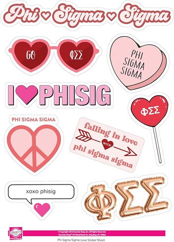 Phi Sigma Sigma - Sticker Sheet - Love Theme in Saudi Arabia