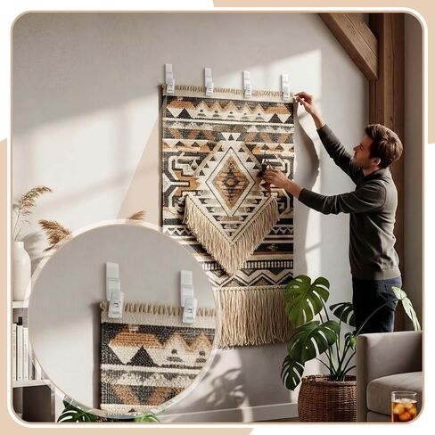 Sliner 12 Pcs Large Tapestry Wall Hangers Heavy Duty Self Adhesive Quilt Wall Hanging Clips Plastic Sticky Rug Hanger for Display Quilt Clamps Rack Mount for Tapestry Blankets and Other Textile in Saudi Arabia