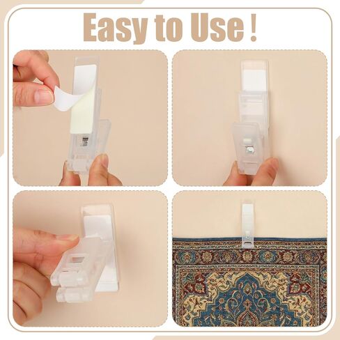 Sliner 12 Pcs Large Tapestry Wall Hangers Heavy Duty Self Adhesive Quilt Wall Hanging Clips Plastic Sticky Rug Hanger for Display Quilt Clamps Rack Mount for Tapestry Blankets and Other Textile in Saudi Arabia