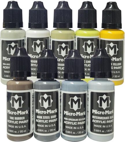 MicroMark USAAF Pacific WW2 Essential Acrylic Paint Set, 9 Colors, Made in USA, Military Aircraft Model Paint, 0.68 fl oz Bottles in Saudi Arabia