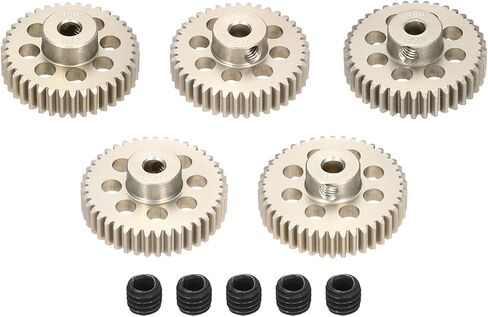 5Pcs 48P Pinion Gear Set 38T 39T 40T 41T 42T for 3.175 mm Shaft Aluminium Alloy Pinion Gear with Screws for RC Motor in Saudi Arabia