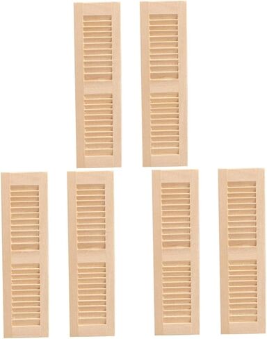 6 Pcs Miniature Wooden Doll Shutters, Wear-Resistant Synthetic Material, Khaki, 4.52x1.25x0.47 Inch, Dollhouse Decoration Accessories for 1:12 Scale in Saudi Arabia