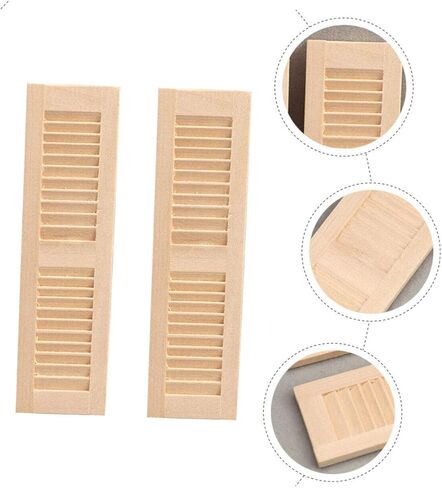6 Pcs Miniature Wooden Doll Shutters, Wear-Resistant Synthetic Material, Khaki, 4.52x1.25x0.47 Inch, Dollhouse Decoration Accessories for 1:12 Scale in Saudi Arabia