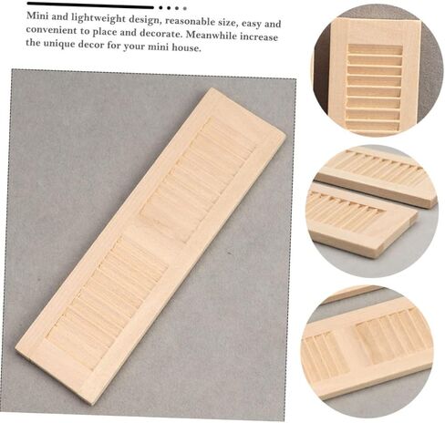 6 Pcs Miniature Wooden Doll Shutters, Wear-Resistant Synthetic Material, Khaki, 4.52x1.25x0.47 Inch, Dollhouse Decoration Accessories for 1:12 Scale in Saudi Arabia
