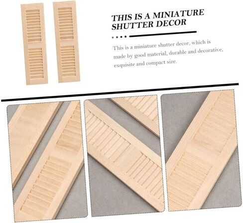 6 Pcs Miniature Wooden Doll Shutters, Wear-Resistant Synthetic Material, Khaki, 4.52x1.25x0.47 Inch, Dollhouse Decoration Accessories for 1:12 Scale in Saudi Arabia
