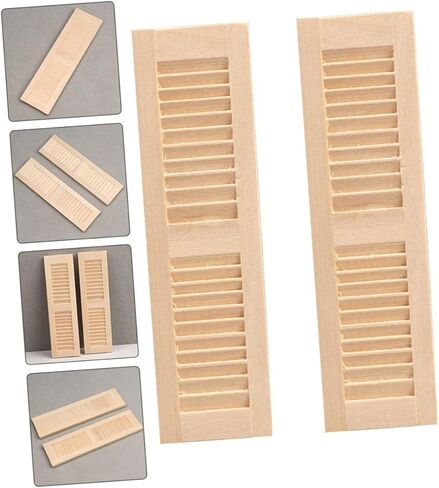 6 Pcs Miniature Wooden Doll Shutters, Wear-Resistant Synthetic Material, Khaki, 4.52x1.25x0.47 Inch, Dollhouse Decoration Accessories for 1:12 Scale in Saudi Arabia