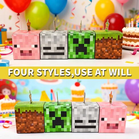 24 Pack Pixel-Style Party Favor Boxes – Colorful Block Candy Gift Boxes, Kids Birthday Goodie Boxes for Party Decorations in Saudi Arabia