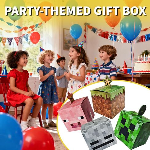 24 Pack Pixel-Style Party Favor Boxes – Colorful Block Candy Gift Boxes, Kids Birthday Goodie Boxes for Party Decorations in Saudi Arabia