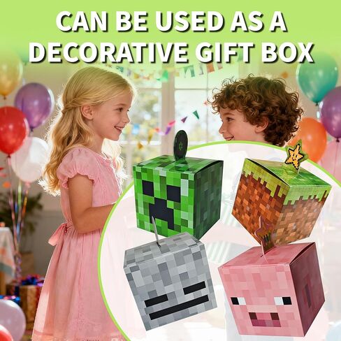 24 Pack Pixel-Style Party Favor Boxes – Colorful Block Candy Gift Boxes, Kids Birthday Goodie Boxes for Party Decorations in Saudi Arabia