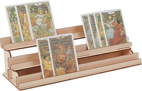 UNICRAFTALE 3-Tier Board Game Card حامل ألعاب خشبية بطاقات اللعب حامل بطاقات خشب اللوز المبيض عرض حامل حامل بطاقات الألعاب لجميع اللوحات 28x10x6 سم in Saudi Arabia