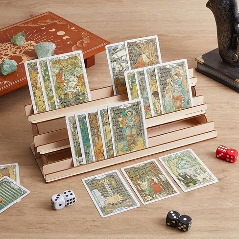UNICRAFTALE 3-Tier Board Game Card حامل ألعاب خشبية بطاقات اللعب حامل بطاقات خشب اللوز المبيض عرض حامل حامل بطاقات الألعاب لجميع اللوحات 28x10x6 سم in Saudi Arabia