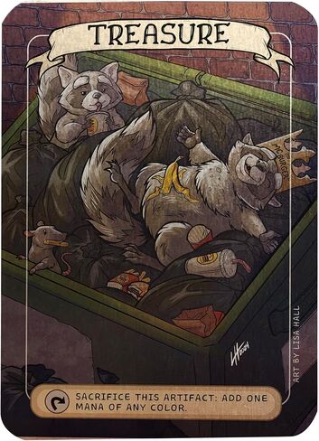 Raccoon Treasure Metal MTG Token Card – Hand-Drawn Magic Card Proxy Design on Brushed Aluminum – Cute Animal Collectible Gift for Raccoon & MTG Fans in Saudi Arabia