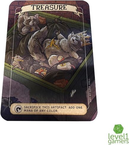 Raccoon Treasure Metal MTG Token Card – Hand-Drawn Magic Card Proxy Design on Brushed Aluminum – Cute Animal Collectible Gift for Raccoon & MTG Fans in Saudi Arabia
