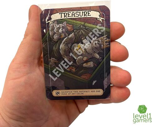 Raccoon Treasure Metal MTG Token Card – Hand-Drawn Magic Card Proxy Design on Brushed Aluminum – Cute Animal Collectible Gift for Raccoon & MTG Fans in Saudi Arabia