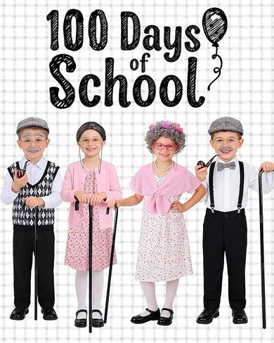 Old Man Costume for Kids - 7 Pcs Boys 100 Days of School Costume for Grandpa Outfit Dress Up Cosplay in Kuwait