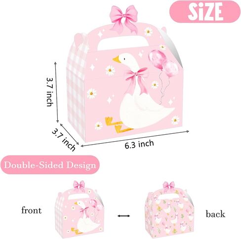 CANDY CHEF Silly Goose Birthday Party Treat Boxes Goose Theme Party Supplies Pink Gingham with Bow Goose Favor Box for Geese Theme Gift Boxes Farm Baby Shower Birthday Decorations in Saudi Arabia