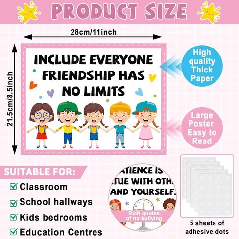 21PCS Anti Bullying Posters for Classroom Anti Bully Awareness Education Bulletin Board Stop Bullying Kindness Poster Decorations for Elementary Middle High School Office Home Wall Door Supply in Saudi Arabia