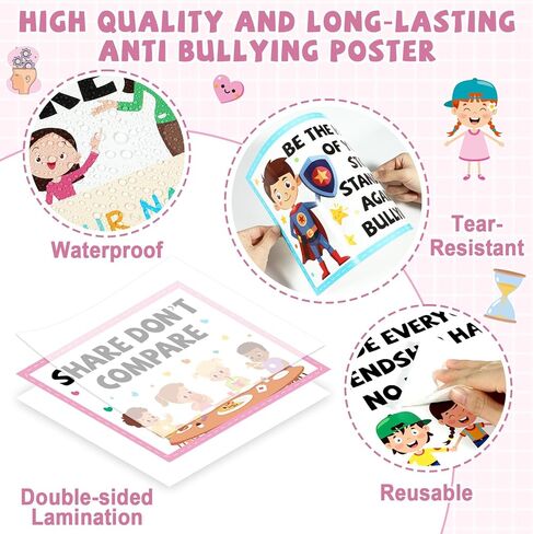 21PCS Anti Bullying Posters for Classroom Anti Bully Awareness Education Bulletin Board Stop Bullying Kindness Poster Decorations for Elementary Middle High School Office Home Wall Door Supply in Saudi Arabia