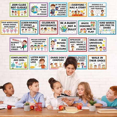 21PCS Anti Bullying Posters for Classroom Anti Bully Awareness Education Bulletin Board Stop Bullying Kindness Poster Decorations for Elementary Middle High School Office Home Wall Door Supply in Saudi Arabia