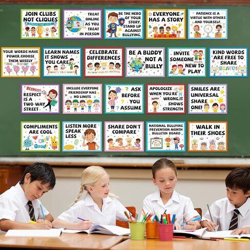21PCS Anti Bullying Posters for Classroom Anti Bully Awareness Education Bulletin Board Stop Bullying Kindness Poster Decorations for Elementary Middle High School Office Home Wall Door Supply in Saudi Arabia