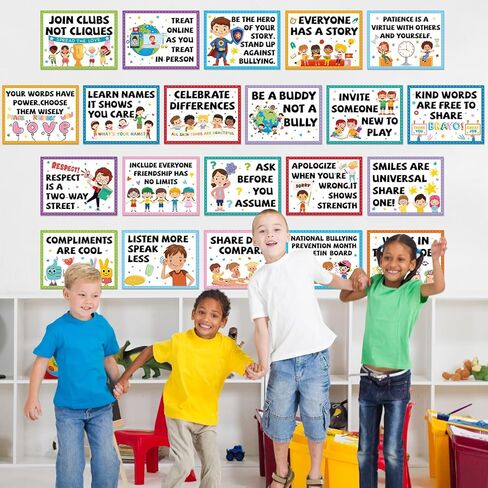 21PCS Anti Bullying Posters for Classroom Anti Bully Awareness Education Bulletin Board Stop Bullying Kindness Poster Decorations for Elementary Middle High School Office Home Wall Door Supply in Saudi Arabia
