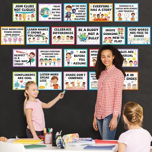 21PCS Anti Bullying Posters for Classroom Anti Bully Awareness Education Bulletin Board Stop Bullying Kindness Poster Decorations for Elementary Middle High School Office Home Wall Door Supply in Saudi Arabia