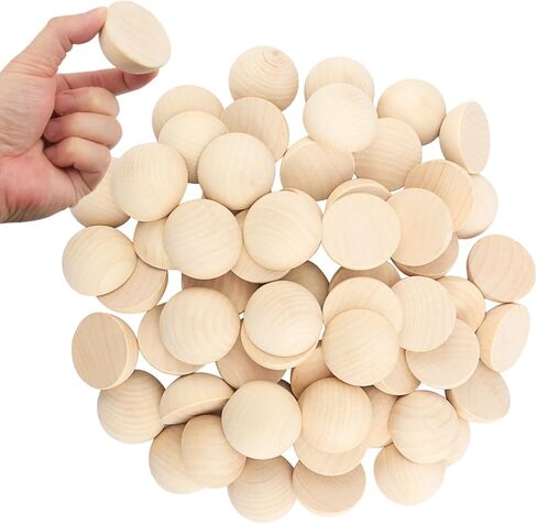 90 PCS 2 Inch Half Wood Balls, Split Wood Balls, Unfinished Natural Half Wooden Ball, 2 Inch Round Split Wooden Beads for DIY Crafts, Jewelry, and Home Decor in Saudi Arabia