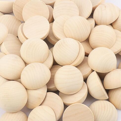90 PCS 2 Inch Half Wood Balls, Split Wood Balls, Unfinished Natural Half Wooden Ball, 2 Inch Round Split Wooden Beads for DIY Crafts, Jewelry, and Home Decor in Saudi Arabia