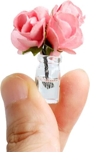 Pink Mini Dollhouse Miniature Vase Micro Landscape Colorful Flower Glass Bottle Miniature Decoration for 1:12 Scale Dollhouse Scene Props Dollhouse Décor Accessoriesecor, Decorations in Saudi Arabia