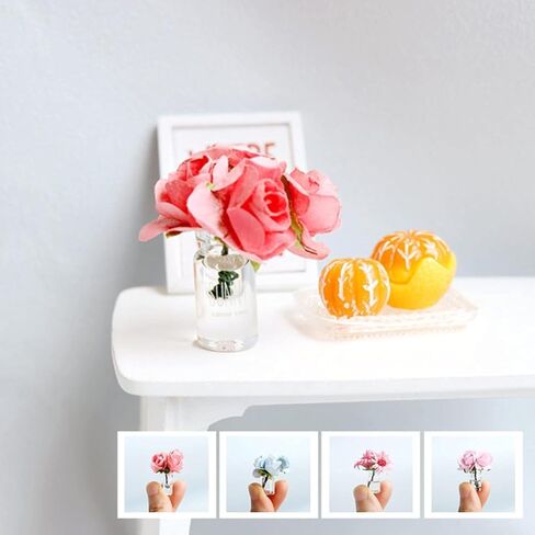 Pink Mini Dollhouse Miniature Vase Micro Landscape Colorful Flower Glass Bottle Miniature Decoration for 1:12 Scale Dollhouse Scene Props Dollhouse Décor Accessoriesecor, Decorations in Saudi Arabia