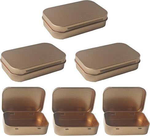 6 قطع من pson 3.7 × 2.4 × 0.8 بوصة حاويات صندوقية مستطيلة معدنية بمفصلات مع أغطية للحرف اليدوية والحلوى والمجوهرات والشاي والتوابل والحبوب (أسود) in Saudi Arabia