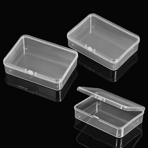 2Pcs Mini Plastic Storage Containers Box with Lid Clear Rectangular Plastic Storage Containers Box Small Travel Case for Small Items Beads Jewelry Cards Crafts 4.13x2.95x0.98 Inches in Saudi Arabia